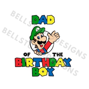 Super Mario Luigi Papa des Geburtstagskindes SVG PNG jpg, Luigi Geburtstag Familie Shirt SVG, Luigi Papa des Geburtstagskindes svg, Luigi Papa svg