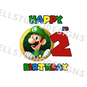 Super Mario 2 Geburtstag PNG JPG, Luigi Geburtstag PNG, Cricut, Silhouette Cameo, Cut File Bild, Luigi 2 Geburtstag, Luigi second bday png