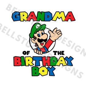 Super Mario Luigi Oma des Geburtstagskindes SVG PNG jpg, Luigi Geburtstag Familie Shirt SVG, Oma des Geburtstagskindes svg, Luigi Oma