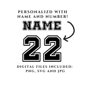 Custom Jersey Name and Number Svg Png, Custom soccer jersey Png, Custom Football jersey, Jersey Numbers svg, Digital Download, Svg Png Jpg
