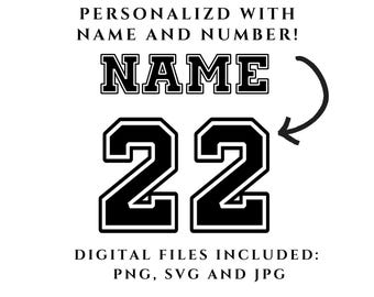 Custom Jersey Name and Number Svg Png, Custom soccer jersey Png, Custom Football jersey, Jersey Numbers svg, Digital Download, Svg Png Jpg