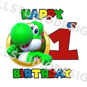 Super Mario 1 Geburtstag PNG JPG, Yoshi Geburtstag PNG, Cricut, Silhouette Cameo, Cut File Bild, Yoshi 1 Geburtstag | Yoshi Geburtstagskind png