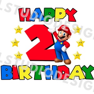 Super Mario 2 Geburtstag PNG JPG, Mario Geburtstag PNG, Cricut, Silhouette Cameo, Cut File Bild, Mario 2 Geburtstag, Mario zweiter Geburtstag
