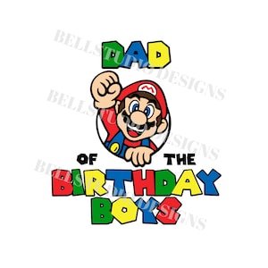 Super Mario Geburtstagsjungen SVG PNG jpg, Mario Vater der Geburtstagskinder svg, Mario Papa Geburtstag Shirt, Cricut, Mario Geburtstag Familie Shirt