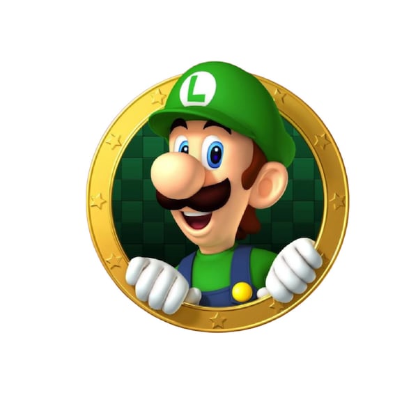 Super Luigi Circle PNG JPG, Luigi birthday PNG, Cricut, Silhouette Cameo, Cut File image, Luigi logo birthday, Luigi png, super luigi