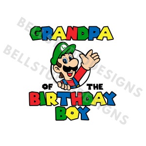 Super Mario Luigi Opa des Geburtstagskindes SVG PNG jpg, Luigi Geburtstag Familie Shirt svg, Luigi Opa des Geburtstagskind svg