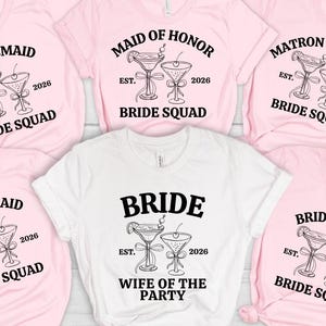Bride Bridesmaid and Maid of Honor SVG PNG bundle for shirts, bachelorette party shirt, Wife of the party, Bride Squad, matching shirts 2026