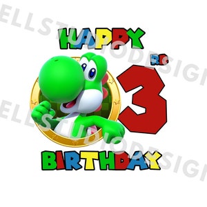 Super Mario 3.Geburtstag PNG JPG, Yoshi Geburtstag PNG, Cricut, Silhouette Cameo, Cut File Bild, Yoshi 3.Geburtstag | Yoshi Geburtstagskind png