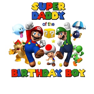 Super Mario Papa des Geburtstagskindes PNG JPG, Mario Geburtstag, Mario Geburtstagsshirt, Mario passende Familienhemden, Papa, Papa, sofort