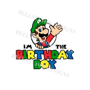 Super Mario Luigi sono il festeggiato SVG PNG jpg, compleanno Luigi in formato SVG, camicia compleanno Luigi in formato SVG, Silhouette Cameo, camicia ragazzo compleanno Luigi