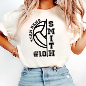 Nombre del equipo de voleibol personalizado, número, nombre del equipo svg png jpg, mamá del voleibol, personalizado, día del juego, temporada de voleibol, regalo para el jugador, camisetas del equipo
