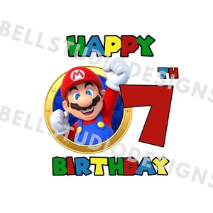 Super Mario 7 Geburtstag PNG JPG, Mario Geburtstag PNG, Cricut, Silhouette Cameo, Cut File Bild, Mario 7 Geburtstag, Mario siebter Geburtstag