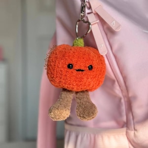 Handmade Crochet Jellycat Pumpkin Keychain | Fall-Inspired Amigurumi Plush Charm | Cute Bag Accessory or Gift