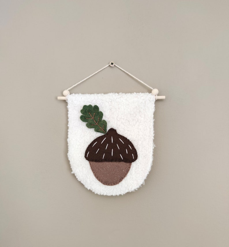 Glándula de banderín de suspensión en fieltro y tela moumoute para habitación de niños y bebés, regalo de nacimiento, decoración imagen 1