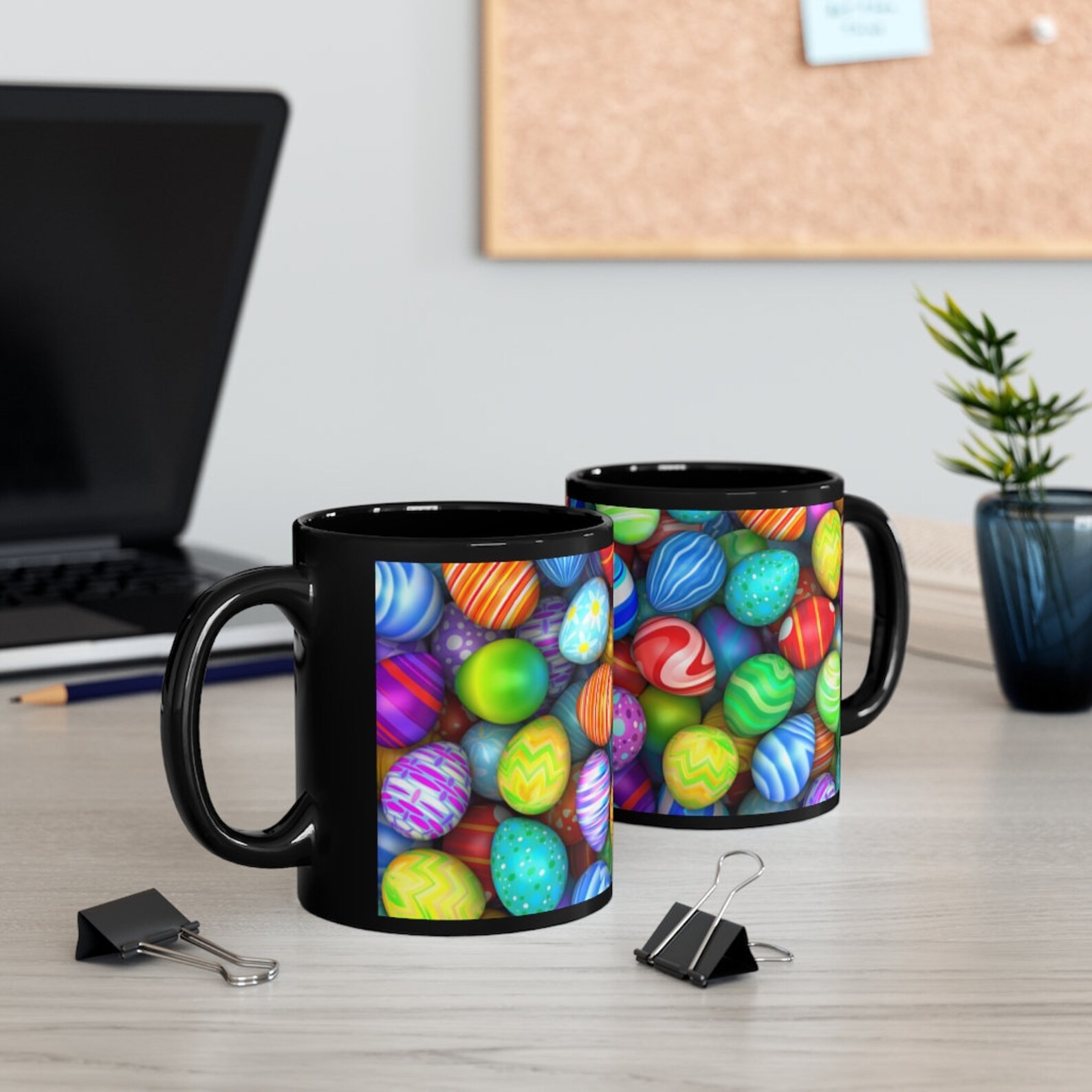 Colorful Easter Egg Black mug 11oz Etsy