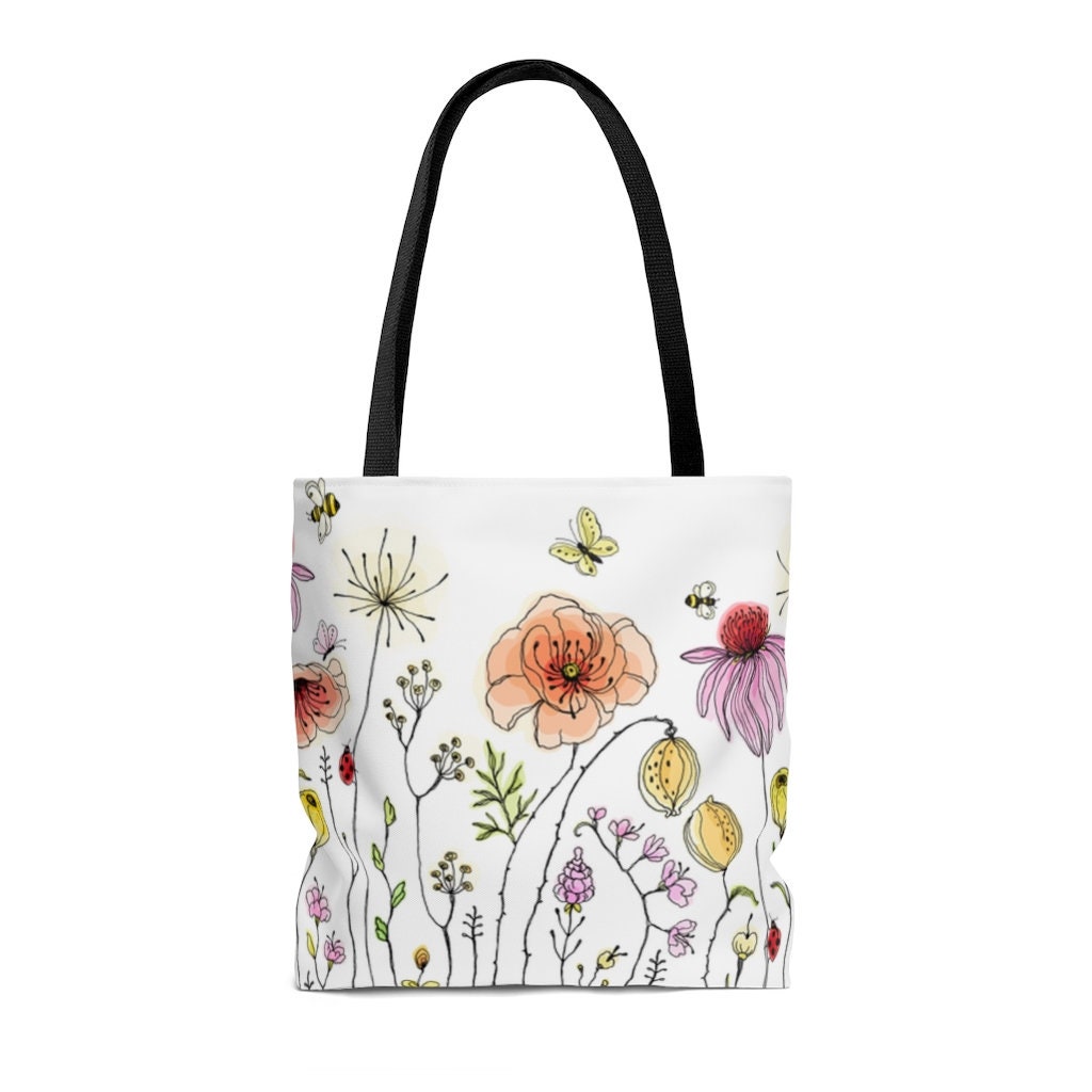Spring Summer Flowers AOP Tote Bag | Etsy