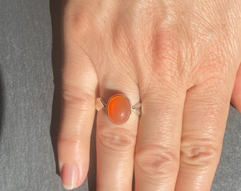 Carnelian ring - sterling silver carnelian ring size U.K. - R, US - & 3/4, EU - 59