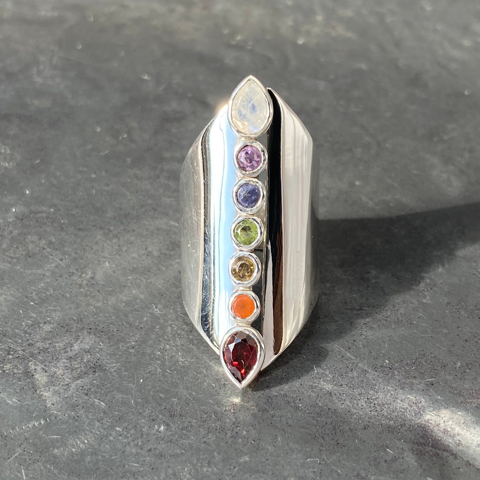 Chakra Ring Multi Stone Chakra Ring Chakra Stone Ring Size Etsy