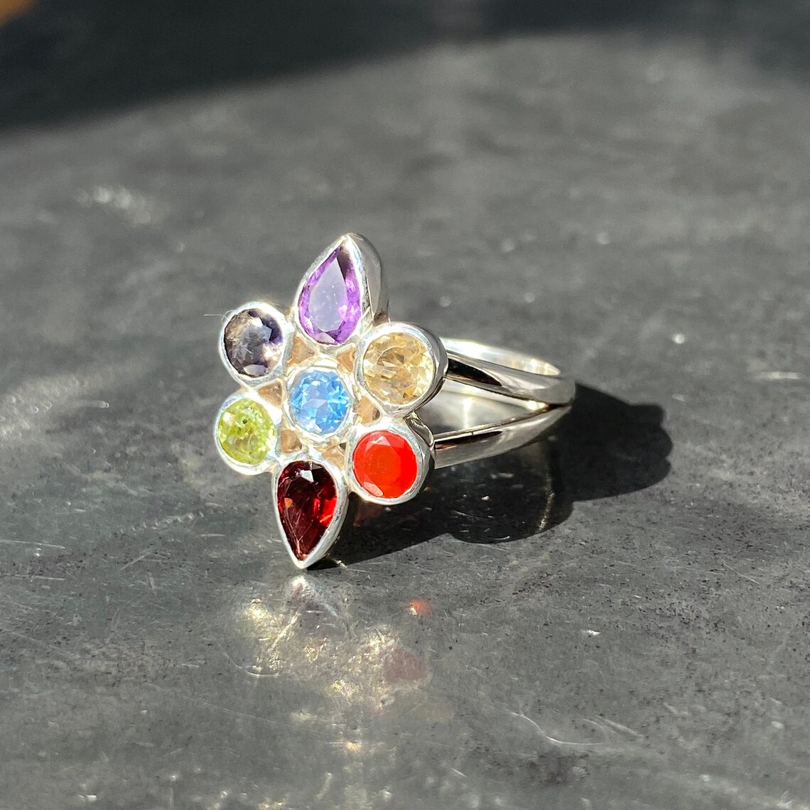 Chakra Ring Multi Stone Chakra Ring Chakra Stone Ring Size Etsy
