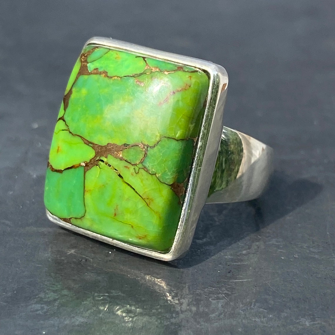 Green Turquoise Ring Copper Turquoise Ring Mojave Etsy