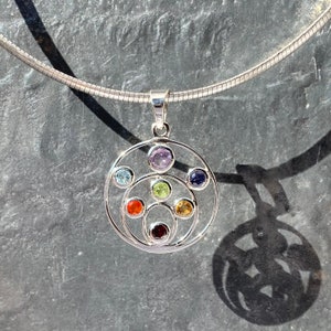 Chakra pendant - sterling silver chakra pendant - 3 circle chakra pendant