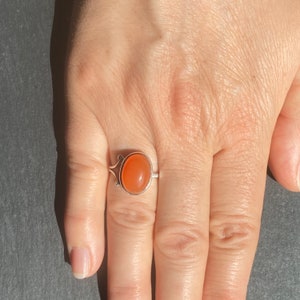 Carnelian ring - sterling silver carnelian ring size U.K. - P 1/2, US - 8, EU - 57