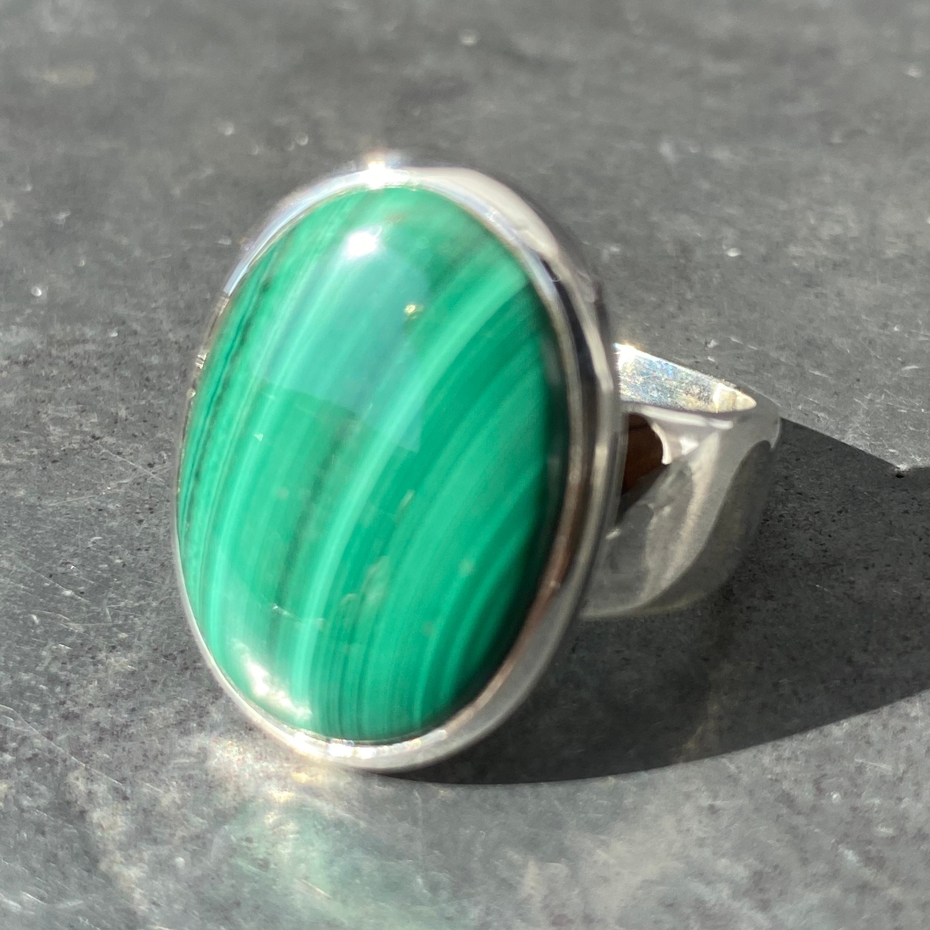 Malachite Ring sterling Silver Malachite Ring Adjustable Malachite Ring