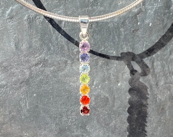 Chakra pendant - chakra stick pendant - sterling silver chakra necklace