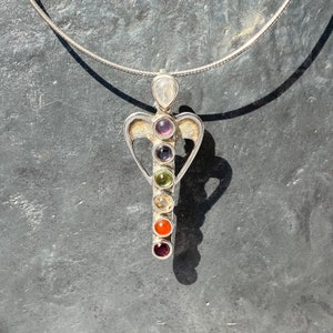 Chakra angel pendant - 7 chakra angel  pendant - silver seven chakra angel pendant