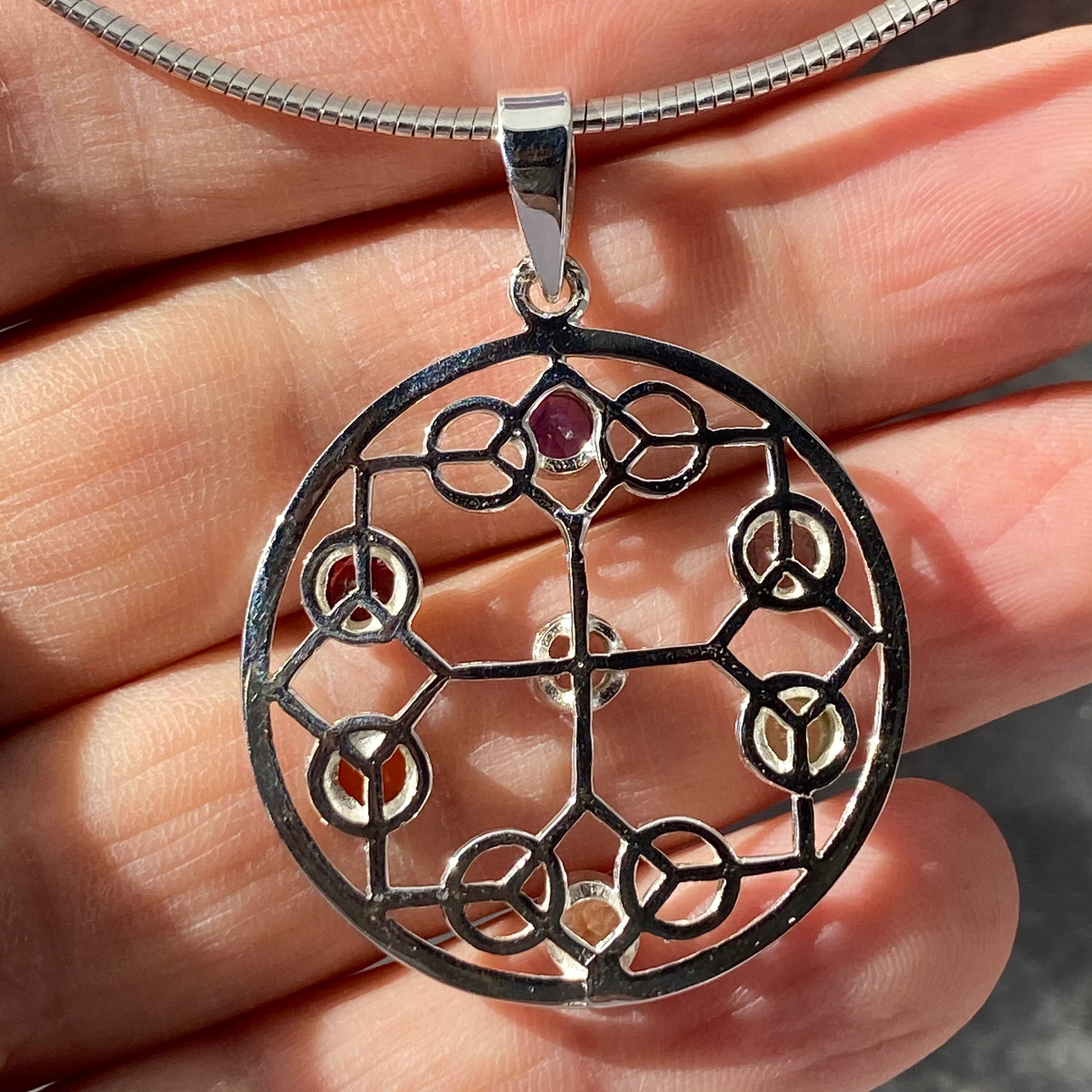 Chakra pendant 7 chakra pendant silver seven chakra Etsy