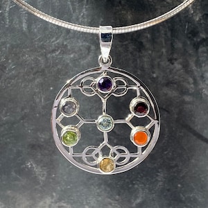 Chakra pendant - 7 chakra pendant - silver seven chakra pendant