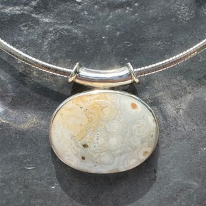 Ocean jasper pendant - natural ocean jasper pendant - silver ocean jasper necklace