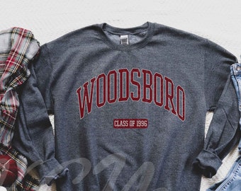 Woodsboro Sweatshirt,Woodsboro Class of 1996,Horror Movie Shirt,Scary Movie Lover Shirt,Scream Scary,90s Horror Movie,Scary Movie Sweater