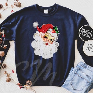 Retro Santa Sweatshirt,Vintage Santa Shirt,Santa Christmas Shirt,Merry Christmas Shirt,Christmas Sweater,Womens Christmas,Classic Christmas