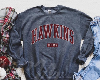 Hawkins Indiana Sweatshirt,Retro Hawkins Indiana,Upside Down Shirt,Hawkins Middle School AV Club,Halloween Horror Sci-Fi,Funny School Shirt