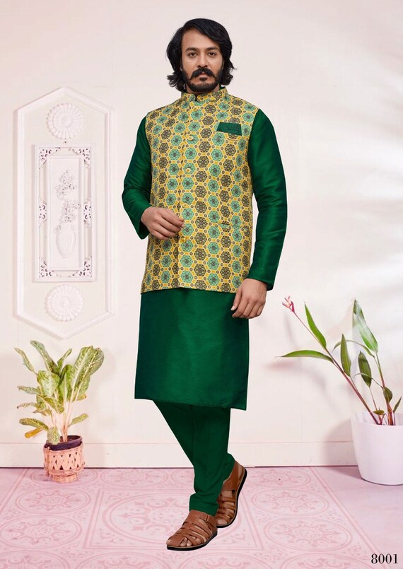 Mens Kurta Jacket Designer Indian Jacket Ready to Wear Kurta