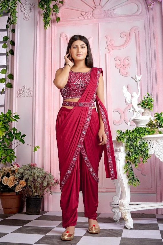 Designer Dhoti Style Saree Trendy Saree Wedding Reception Saree