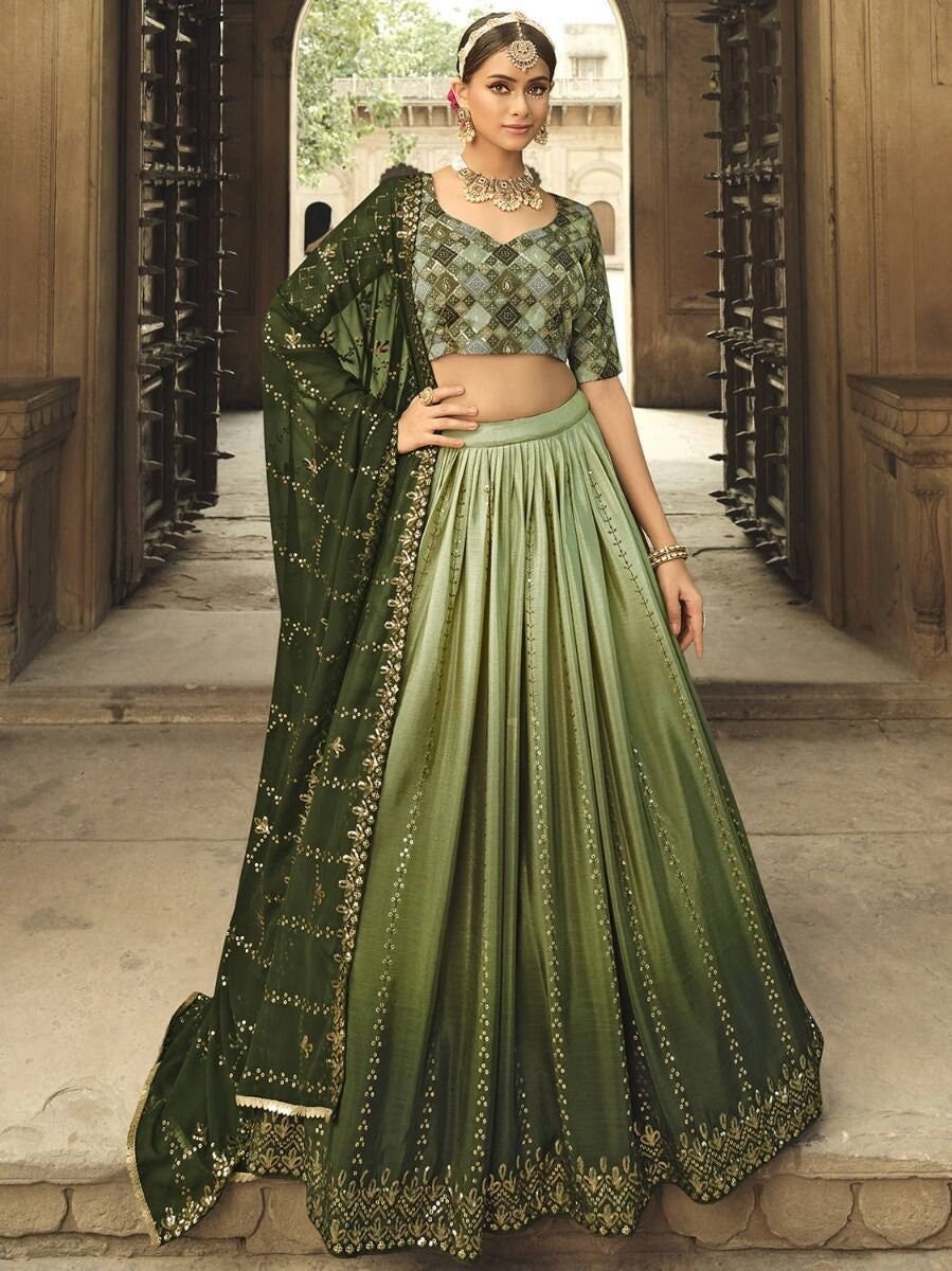 Designer Green Ombre Lehenga Choli for Woman Marriage Ghaghra Choli Bridal  Lahanga Choli Party Lengha Cholibollywood Lehenga Choli for Woman -   Canada