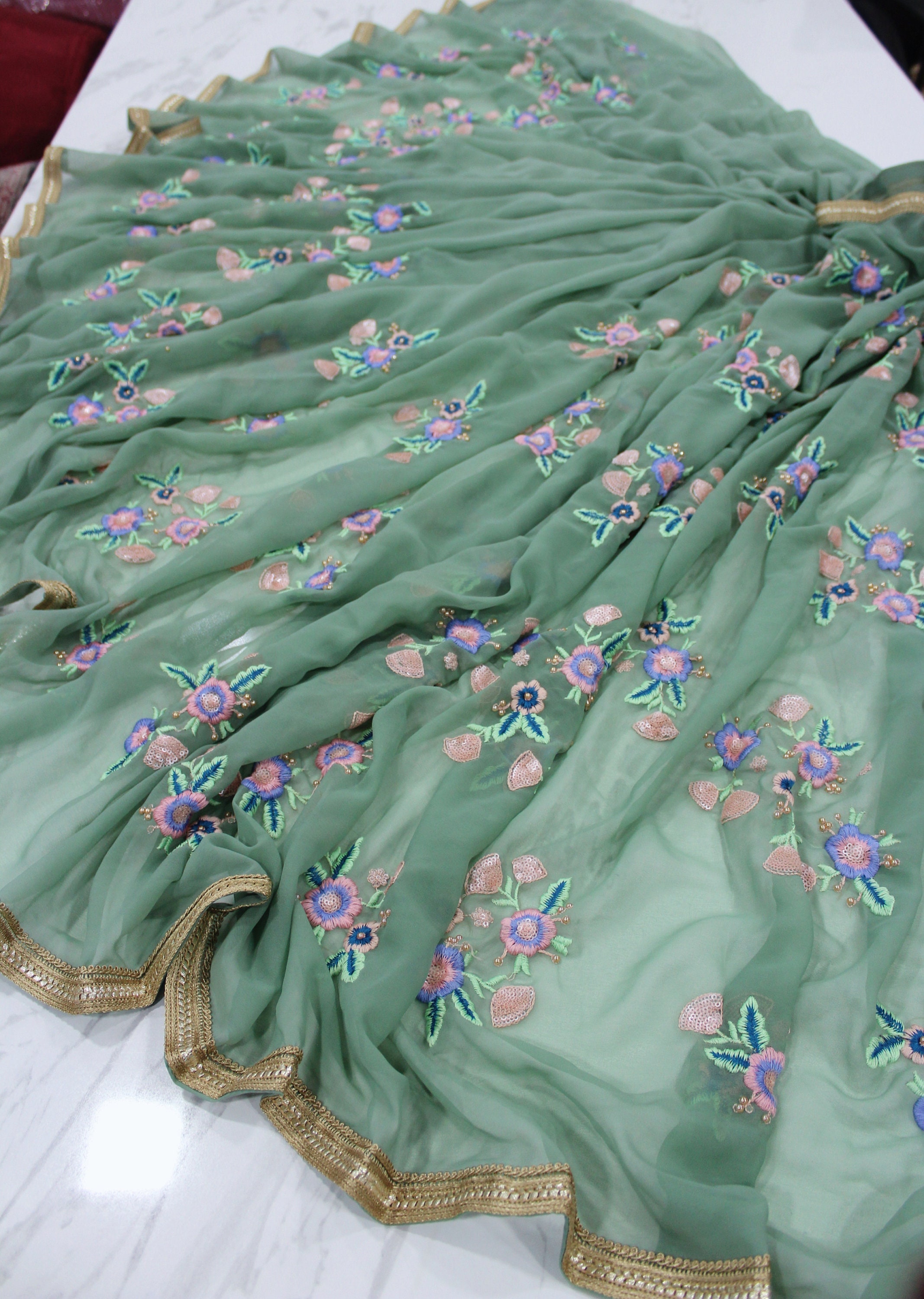 Green Georgette Designer Saree Indian Bridal Saree Wedding - Etsy