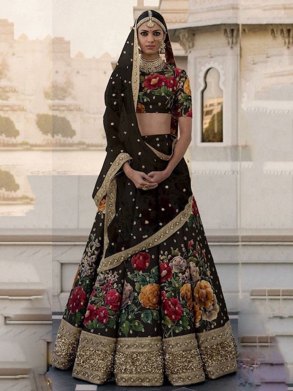 Sabhysachi Fine Art Silk Designer Floral Lehenga Choli Bollywood Lahnga  Marriage Ghaghra Choli Indian Bridal Lahnga Choli Party Wear Lengha 