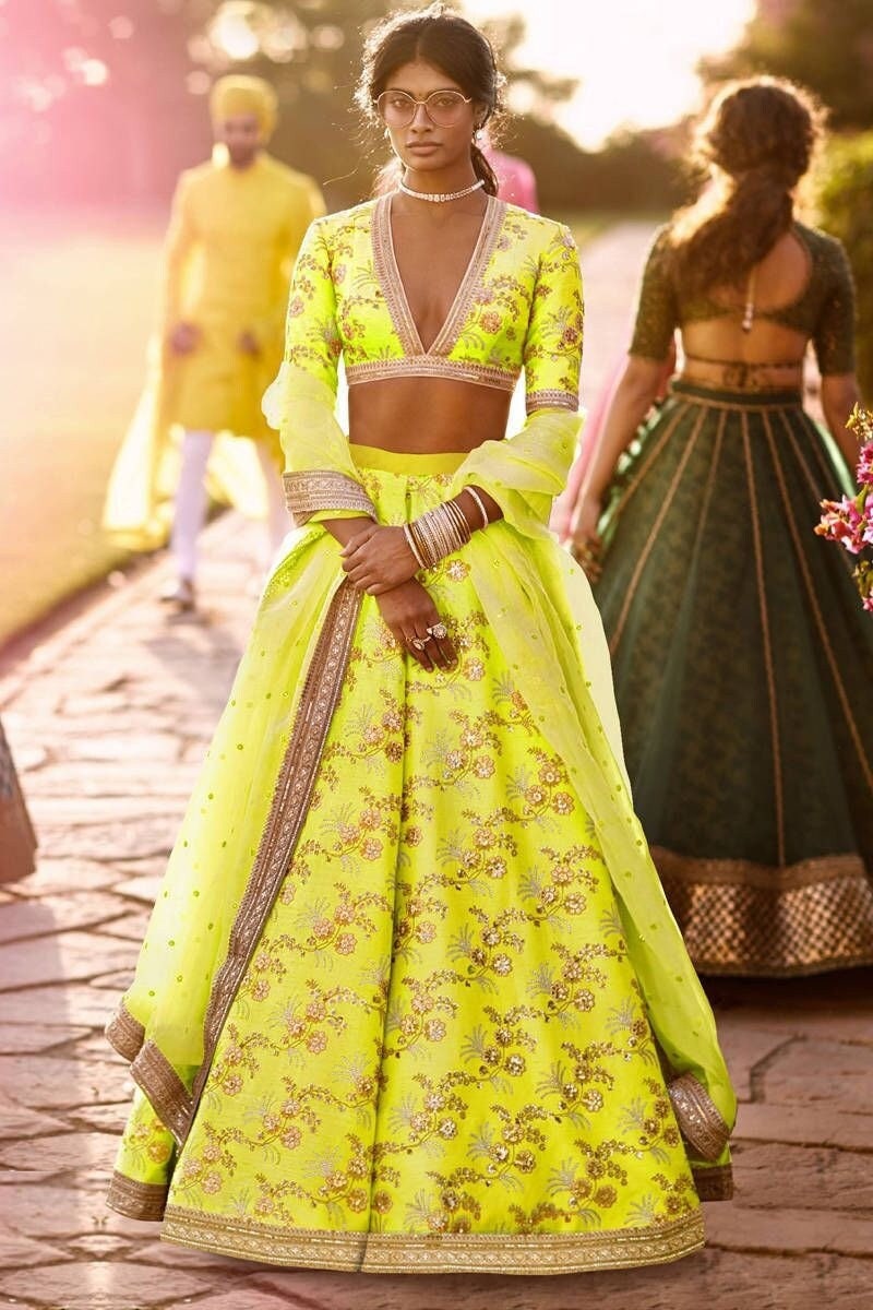 neon yellow lehenga
