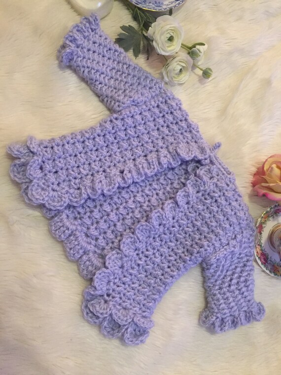 Purple Scalloped Baby Sweater Etsy Canada