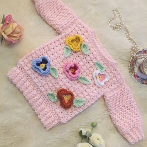 Pink Pansy Baby Sweater