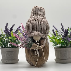 Lavender Gnome, Flower Gnome, Summer Gnome, Decorative Gnomes, Gift Idea, tiered tray decor
