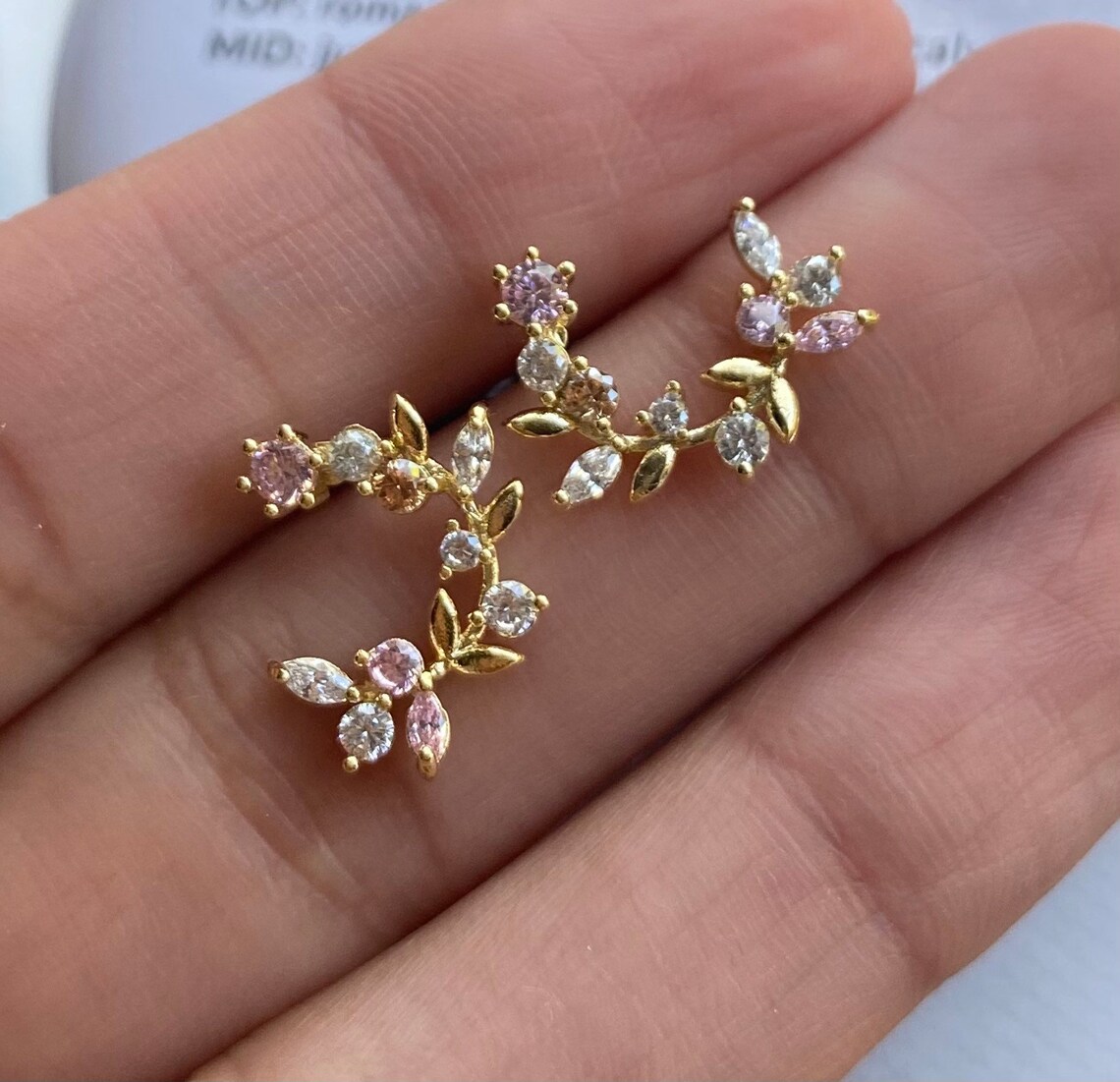 Flower Earrings Garland Earrings Stud Earrings Gold Etsy