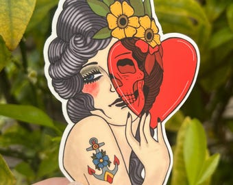 Halbtransparentes Herz im traditionellen Stil