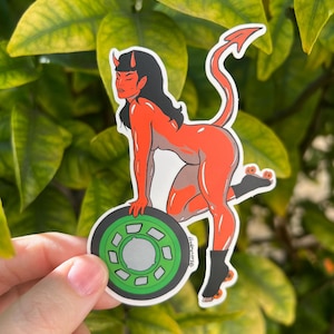 Pegatina del diablo del roller derby