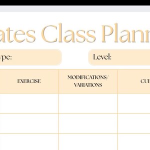 Printable Pilates Class Planner Template – Reformer | for Instructors ...