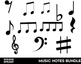 Notes de musique SVG, Music Note SVG Bundle, Clipart de notes de musique, Symboles musicaux, Cricut, Silhouette, Modèle, Téléchargement instantané, Découpe de fichiers