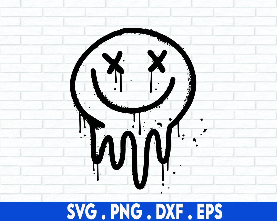 Dripping Smiley Face Svg , Scary Face SVG, Groovy Face, Halloween Svg